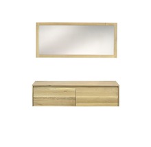 Koupelnový set s obdélníkovým zrcadlem a spodní skříňkou se dvěma zásuvkami