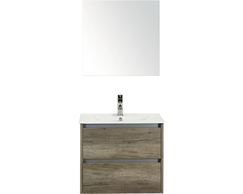 Koupelnový nábytkový set Dante 60 cm s keramickým umyvadlem Model 1 a zrcadlem dub Nebraska