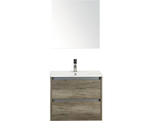 Koupelnový nábytkový set Dante 60 cm s keramickým umyvadlem Model 1 dub Nebraska zrcadlová skříňka