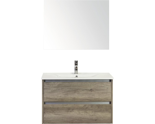 Koupelnový nábytkový set Dante 80 cm s keramickým umyvadlem Model 1 a zrcadlem dub Nebraska
