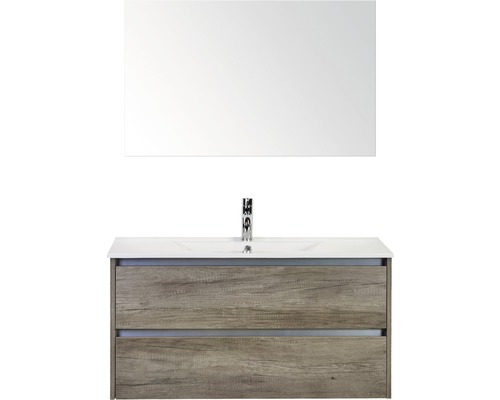 Koupelnový nábytkový set Dante 100 cm s keramickým umyvadlem Model 1 a zrcadlem dub Nebraska