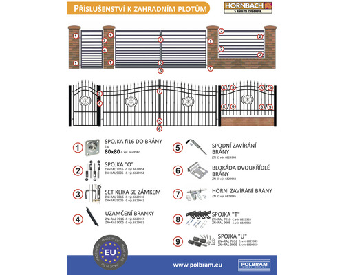 Příslušenství k zahradním plotům a brankám v přehledu