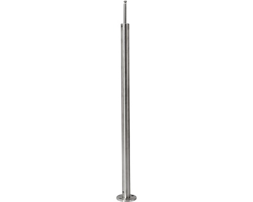 Nerezový sloupek zábradlí Pertura 850 mm V2A ⌀ 40 mm pro montáž do podlahy Kovový sloupek zábradlí s patní deskou