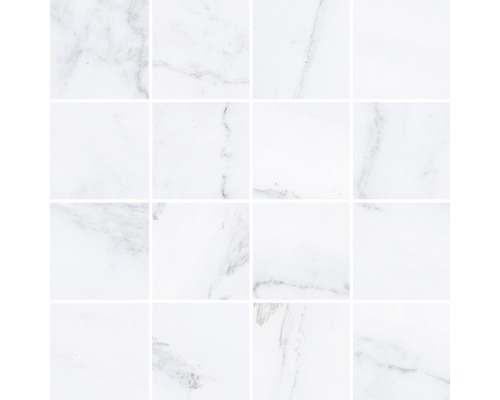 Keramická mozaika s kemanem Velvet blanco 30x30 cm Dlaždice se vzhledem mramoru, čtvercově uspořádané