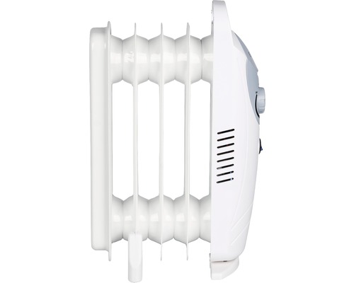 Bílý olejový radiátor s ovládacími prvky