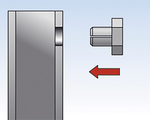 Znázornění šroubového spoje s červenou šipkou