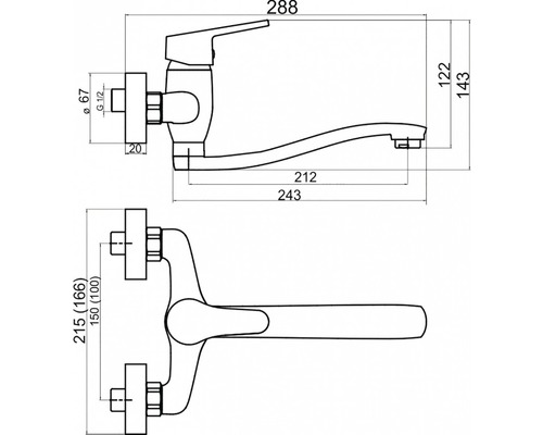 Technický výkres baterie s rozměry