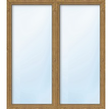 Balkónové dveře plastové dvoukřídlé se štulpem ARON Basic bílé/zlatý dub 1450 x 2000 mm-thumb-0