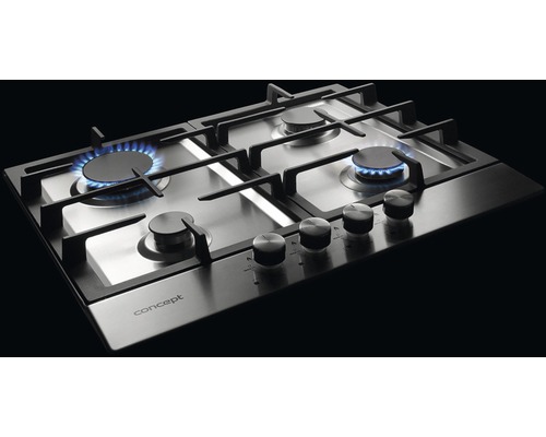 Plynová varná deska Concept se čtyřmi hořáky a plameny