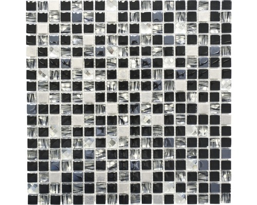 Skleněná mozaika s kovem Crystal čtvercová XCM M780 30,0x30,0 cm černá