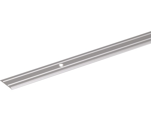 Alu přechodový profil, stříbrný elox 25x1,8 mm, 2 m Kovový prechodový profil s upevňovacím otvorem