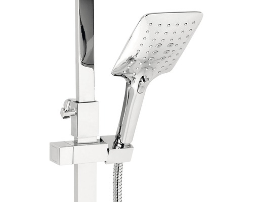 Sprchová souprava s čtvercovou sprchovou hlavicí a sprchovou hadicí