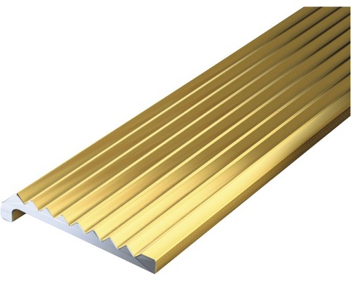 Alu ukončovací profil, zlatý elox 23x6,3x2 mm, 2 m Kovový profil hrany schodu s rýhovaným povrchem