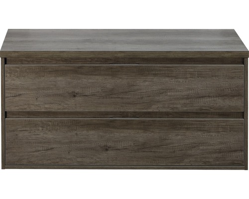 Koupelnová skříňka pod umyvadlo Porto 120 cm s umyvadlovou deskou dub Nebraska Skříňka pod umyvadlo se dvěma zásuvkami