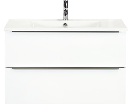 Koupelnový nábytkový set Pulse 90 cm s keramickým umyvadlem bílá vysoce lesklá