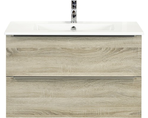 Koupelnový nábytkový set Pulse 90 cm s keramickým umyvadlem dub šedý