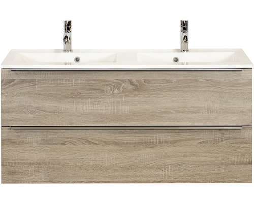 Koupelnový nábytkový set Pulse 120 cm s dvojitým umyvadlem dub šedý
