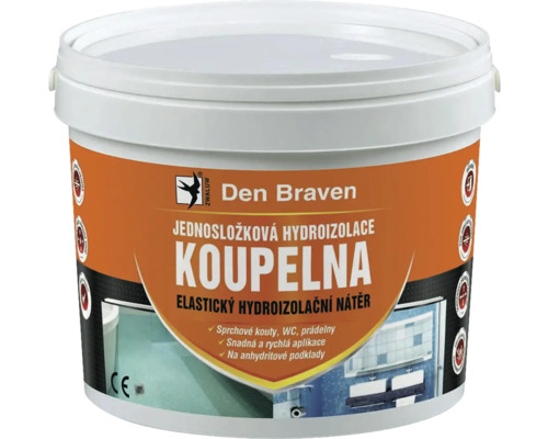 Hydroizolace koupelnová DEN BRAVEN jednosložková 5 kg Kbelík Den Braven tekutá fólie pro těsnění koupelen