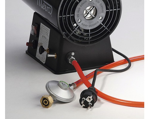 Ohřívač Meva s regulátorem tlaku plynu a napájecím kabelem