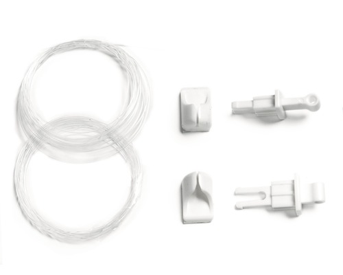 Sada náhradních dílů pro rolety, skládající se z provázku, držáků a spojovacích kusů