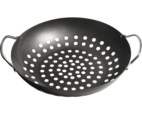 Grilovací wok s otvory a držadly