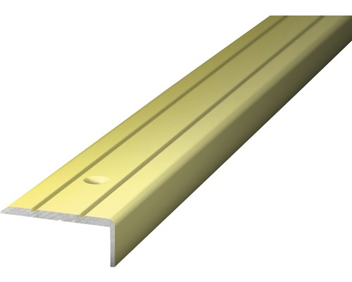 ALU schodový profil sahara 2,7m 24,5x10mm šroubovací (předvrtaný) Schodový profil z kovu s drážkami a otvorem