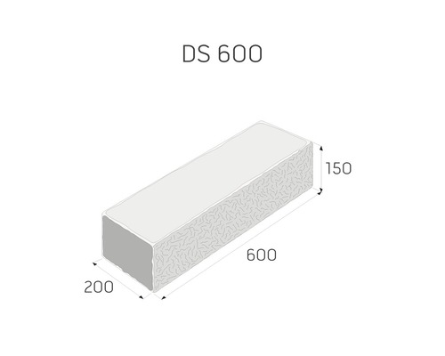 Izolační kámen DS 600 o rozměrech 600 x 200 x 150 milimetrů.