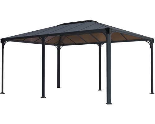 Pavilon s obdélníkovou střechou a kovovým rámem