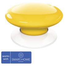 Žlutý nábytkový knoflík s logem Smart Home by Hornbach