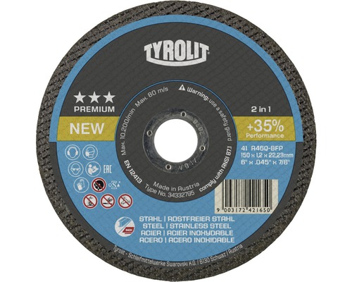 Řezný kotouč TYROLIT Premium 115x1 2v1, +35%