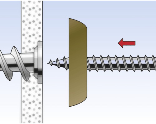 Ilustrace šroubu, který upevňuje předmět ke zdi