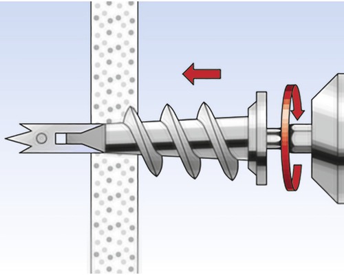 Ilustrace hmoždinky upevněné ve zdi