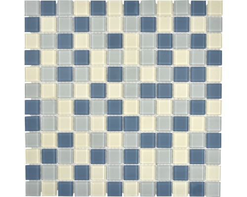 Skleněná mozaika CM4SE1M Crystal bílá/stříbrná/šedá 30x30 cm