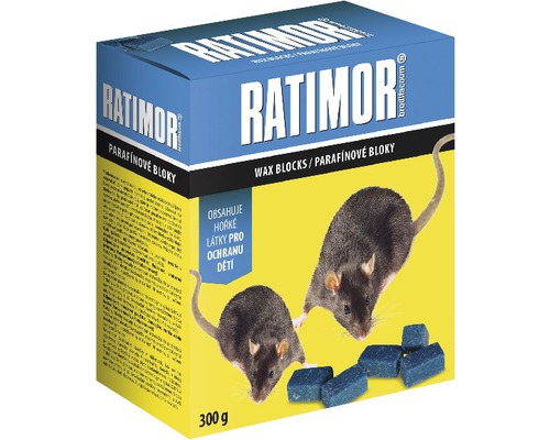 RATIMOR parafínové bloky k hubení myší, potkanů a krys 300 g