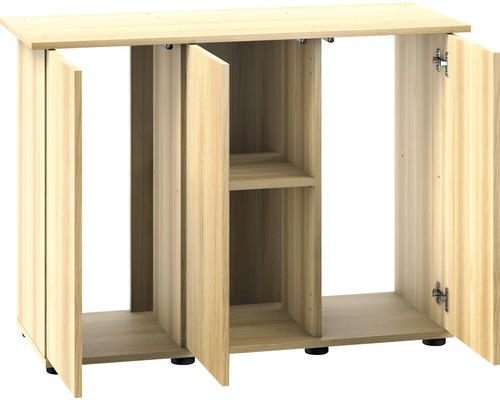 Skříňka pod akvárium s otevřenými dvířky a policemi