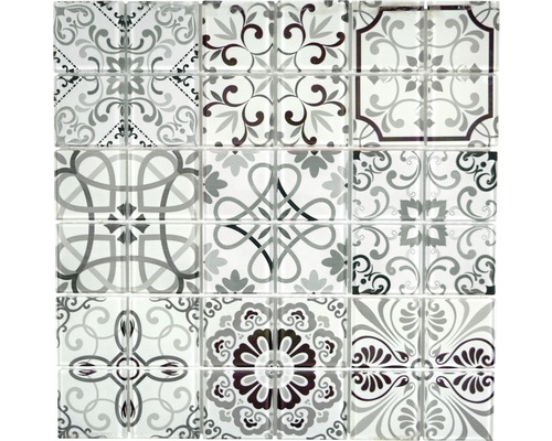 Skleněná mozaika CM Germany Crystal černá/šedá 30x30 cm Mozaikové dlaždice s různými vzory