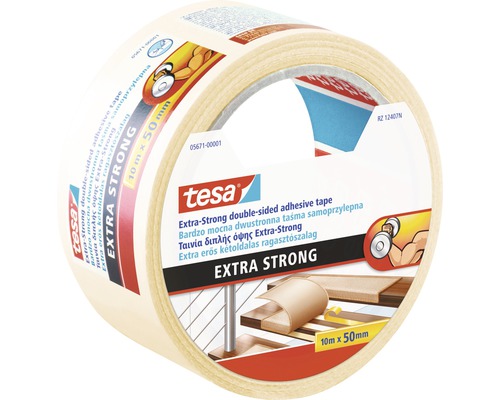 Tesa Extra silná oboustranná lepicí páska, 10 metrů krát 50 milimetrů