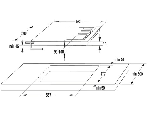 Rozměry varné desky pro montáž