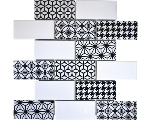 Keramická mozaika Misto bílá/černá lesklá 28,3x29,1 cm