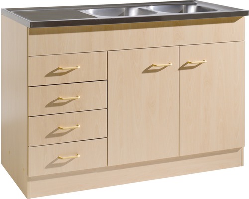Kuchyňská skříňka s dřezem Held Möbel Keine 120 x 60 x 85 cm buk matný buk matný Skříňka pod umyvadlo se zásuvkami a dvířky