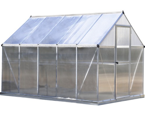 Skleník s dveřmi a průhlednými panely