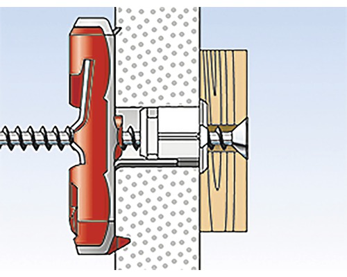 Upevňovací prvek se šroubem ve zdi a dřevě