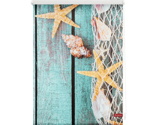 Roleta s potiskem mořské hvězdice, mušle a rybářské sítě
