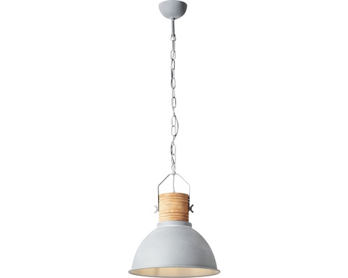 Závěsná lampa s kovovým stínidlem a dřevěnými detaily