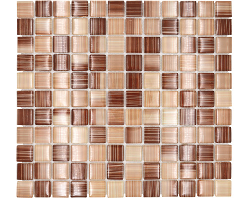 Skleněná mozaika XCM 8290 30,5x32,5 cm béžová/hnědá