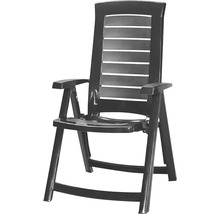 Zahradní křeslo z plastu s područkami a vysokým opěradlem