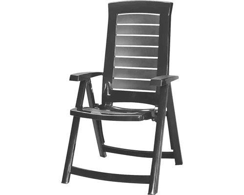 Zahradní křeslo z plastu s područkami a vysokým opěradlem