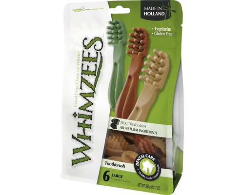 Pamlsky pro psy Whimzees Dental kartáček L 60 g, 6 ks Balení žvýkacích zubních kartáčků Whimzees pro velké psy