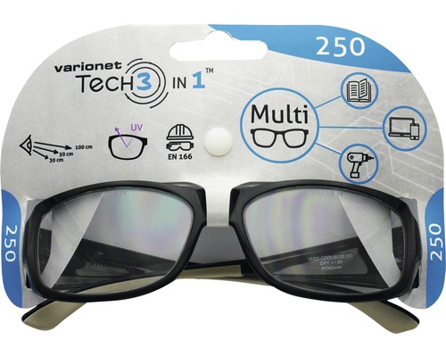 Víceúčelové brýle Varionet Tech 3 v 1, 250 dioptrií