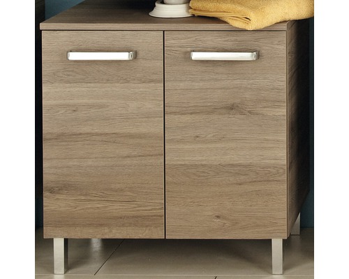 Skříňka pod umyvadlo se dvěma dvířky a kovovými úchyty